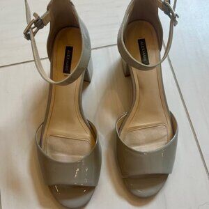 Light gray patent leather sandals